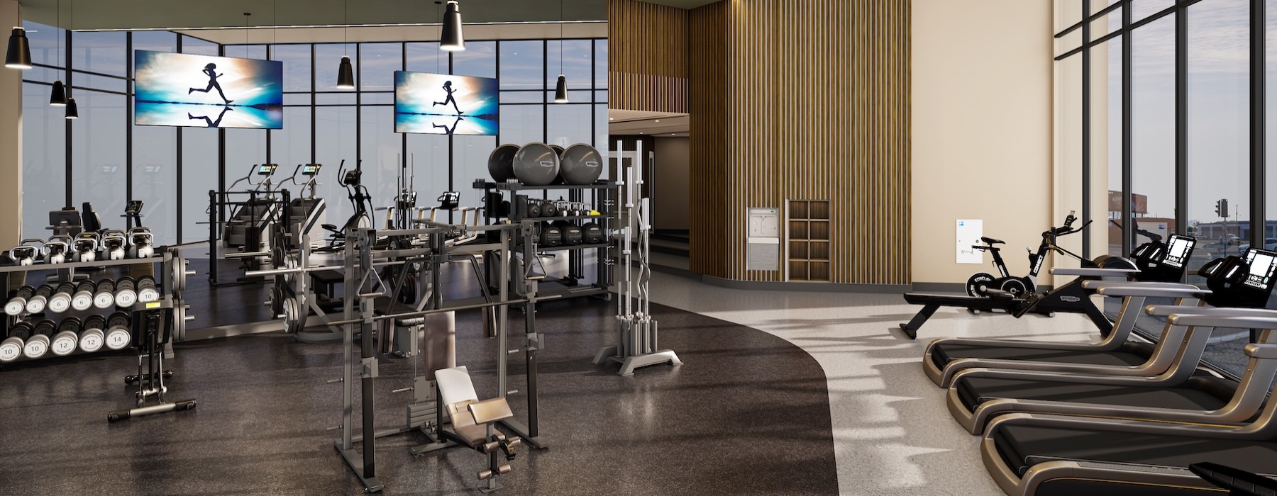 a gym with exercise equipment