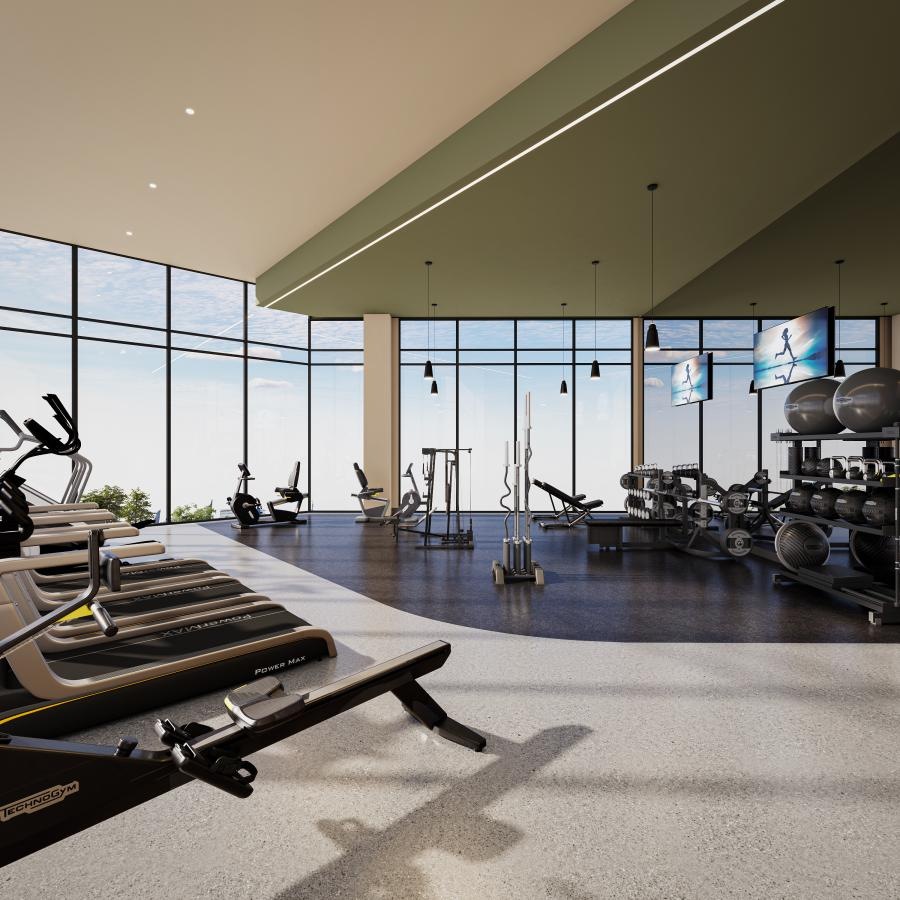 a gym with exercise equipment