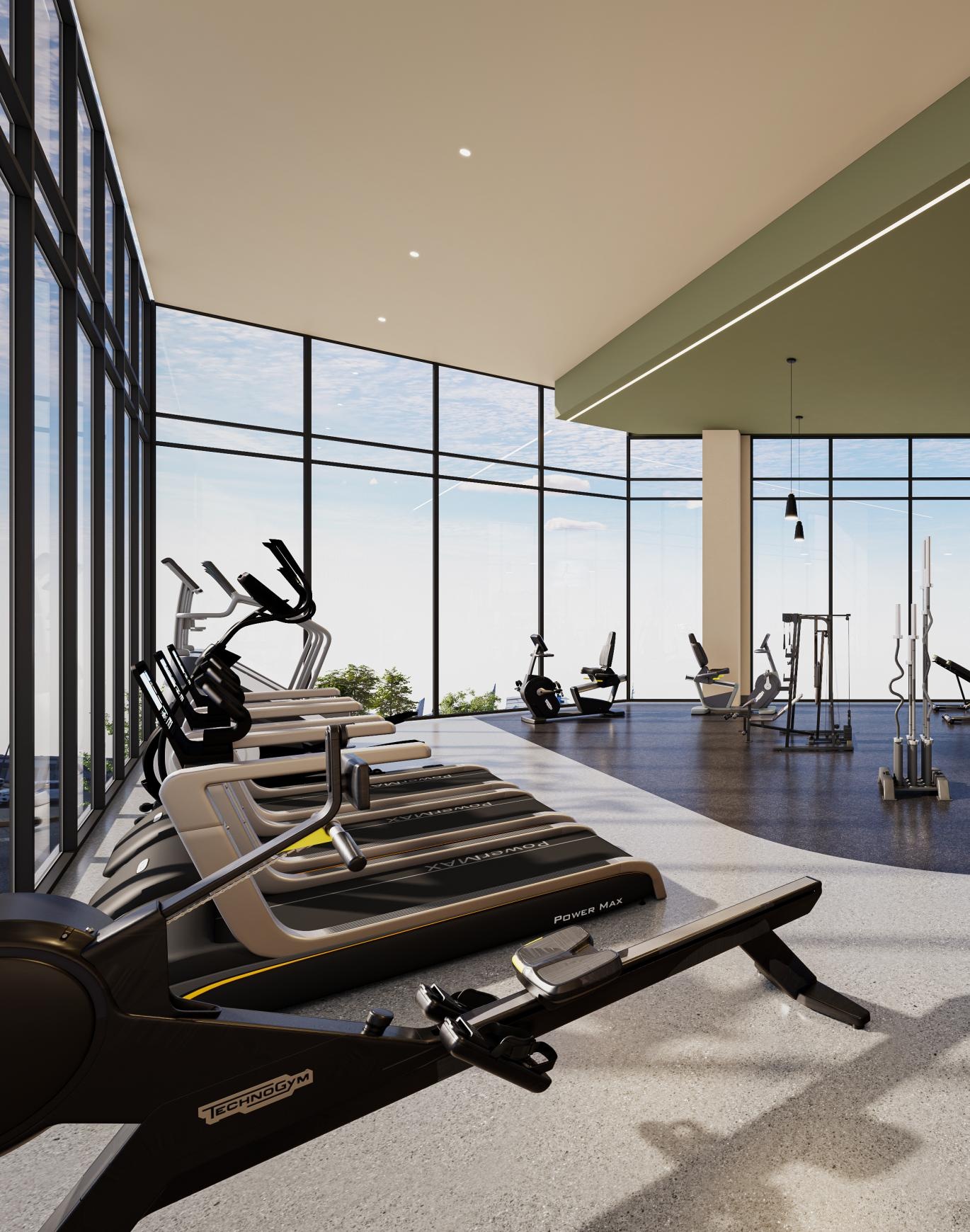 a gym with exercise equipment