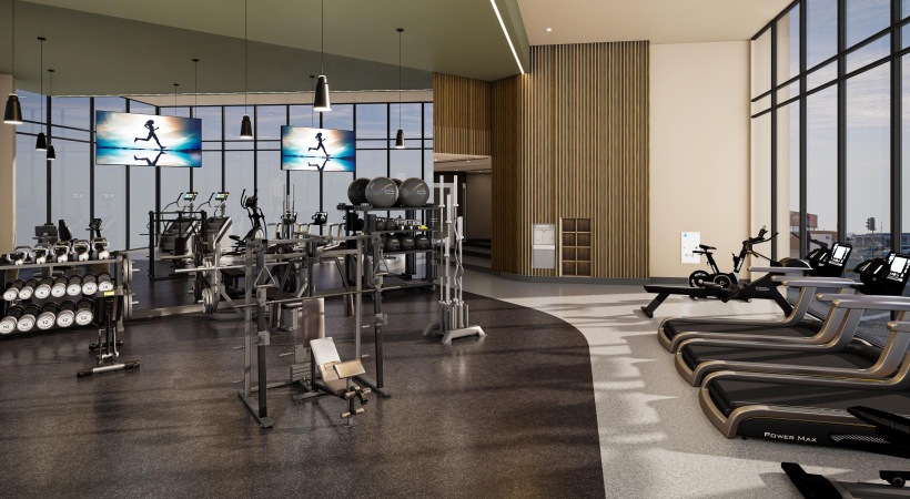 a gym with exercise equipment